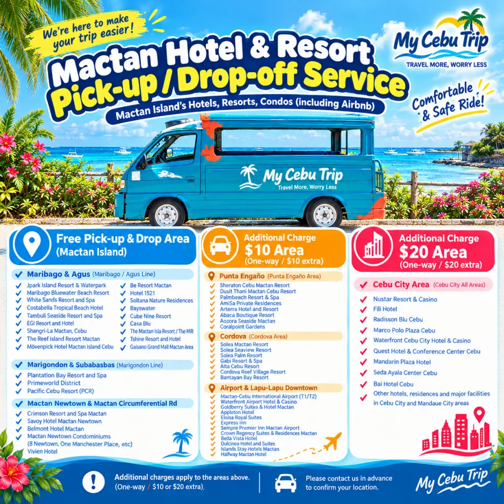 Cebu Mactan hotel pickup and drop-off service